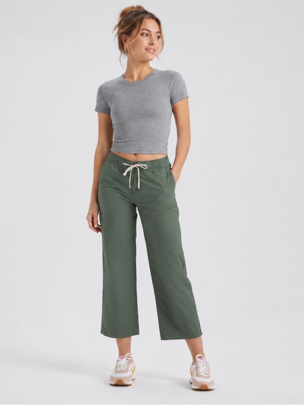 Vuori Wide Leg Drawstring Pants - Olive Green